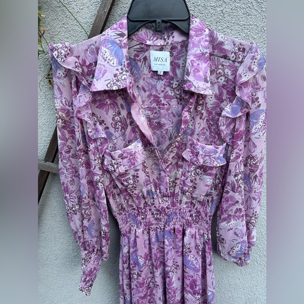 Misa Los Angeles Kaiya Dress in Lilac Floral Purple Midi Size Small - Picture 5 of 9